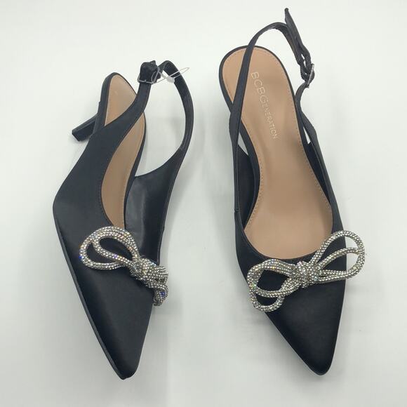 BCBGENERATION  Women's Kitten Heel Pointed Toe Slingback Bow Heels  Sz 7 - Picture 4 of 10